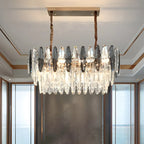 Contemporary Gold Crystal Island Pendant Light