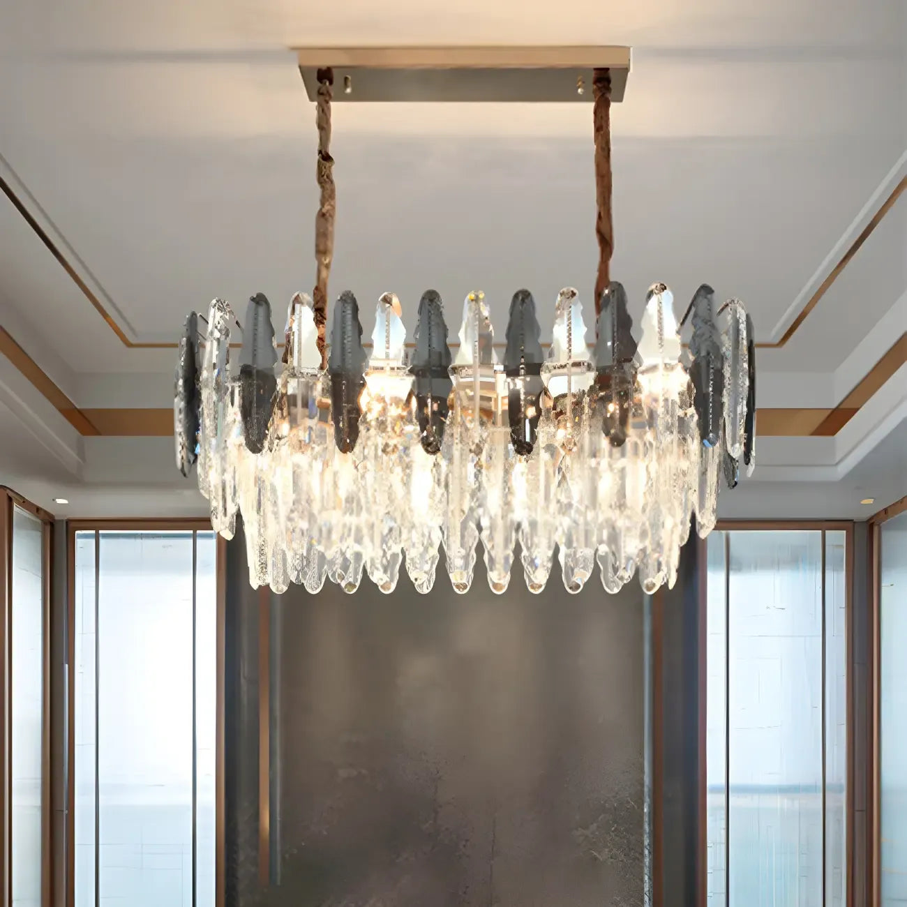 Contemporary Gold Crystal Island Pendant Light