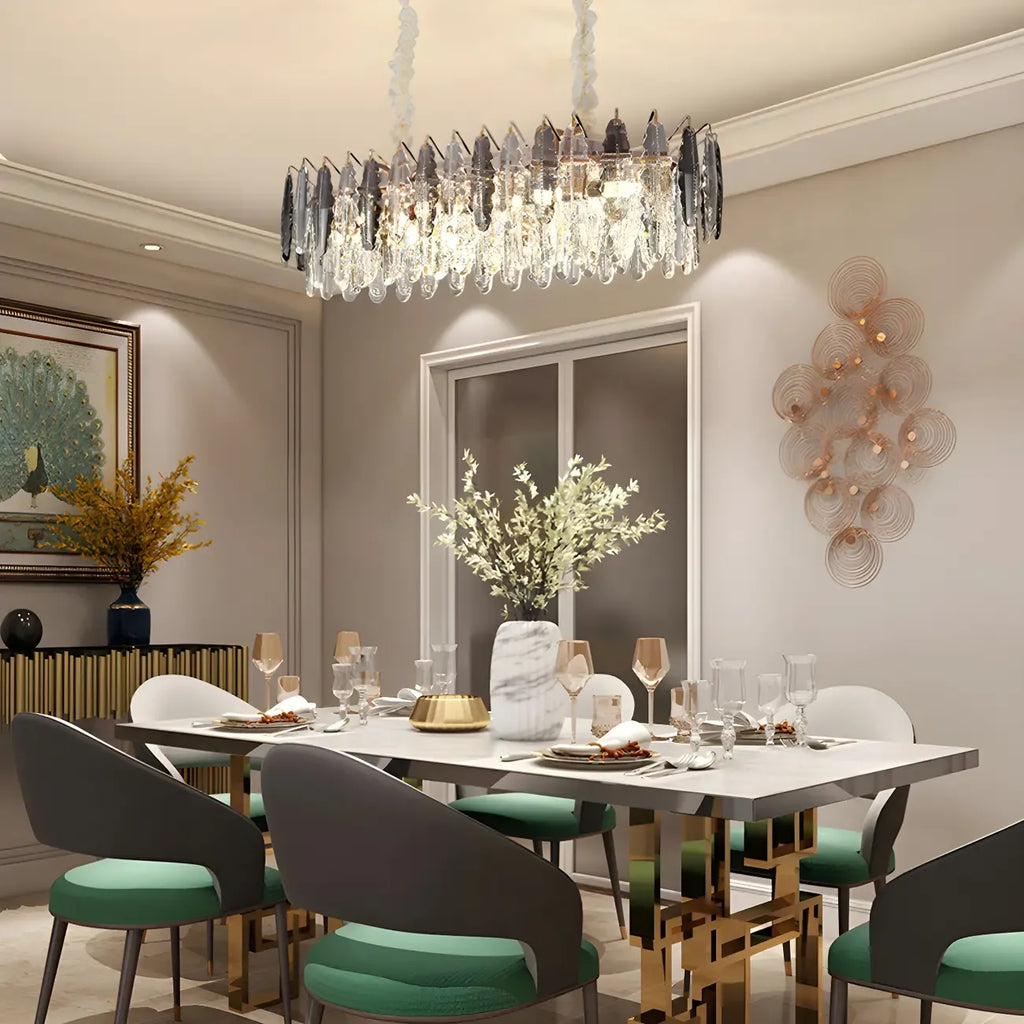 Contemporary Gold Crystal Island Pendant Light