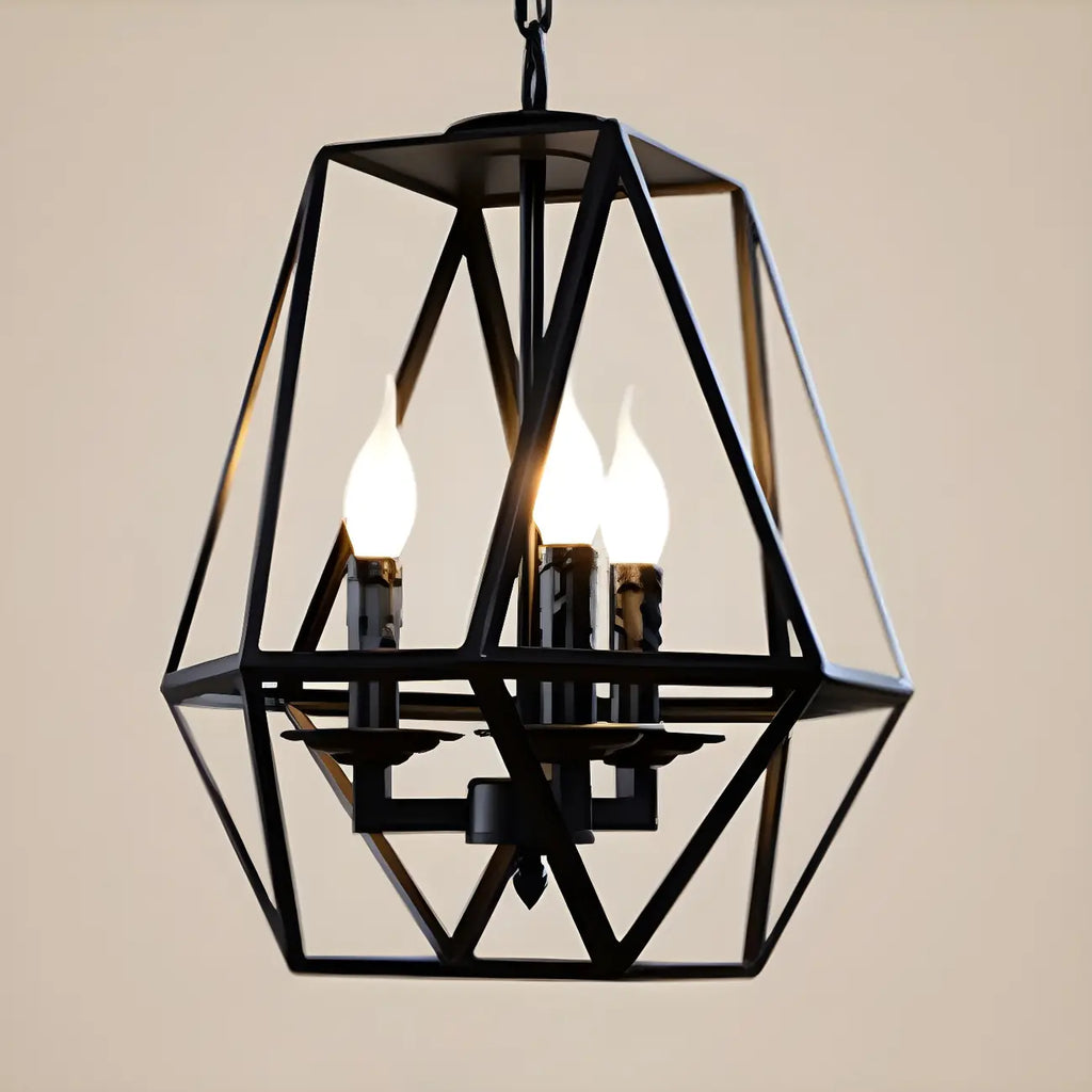 Black Geometric Iron Frame Modern Chandelier