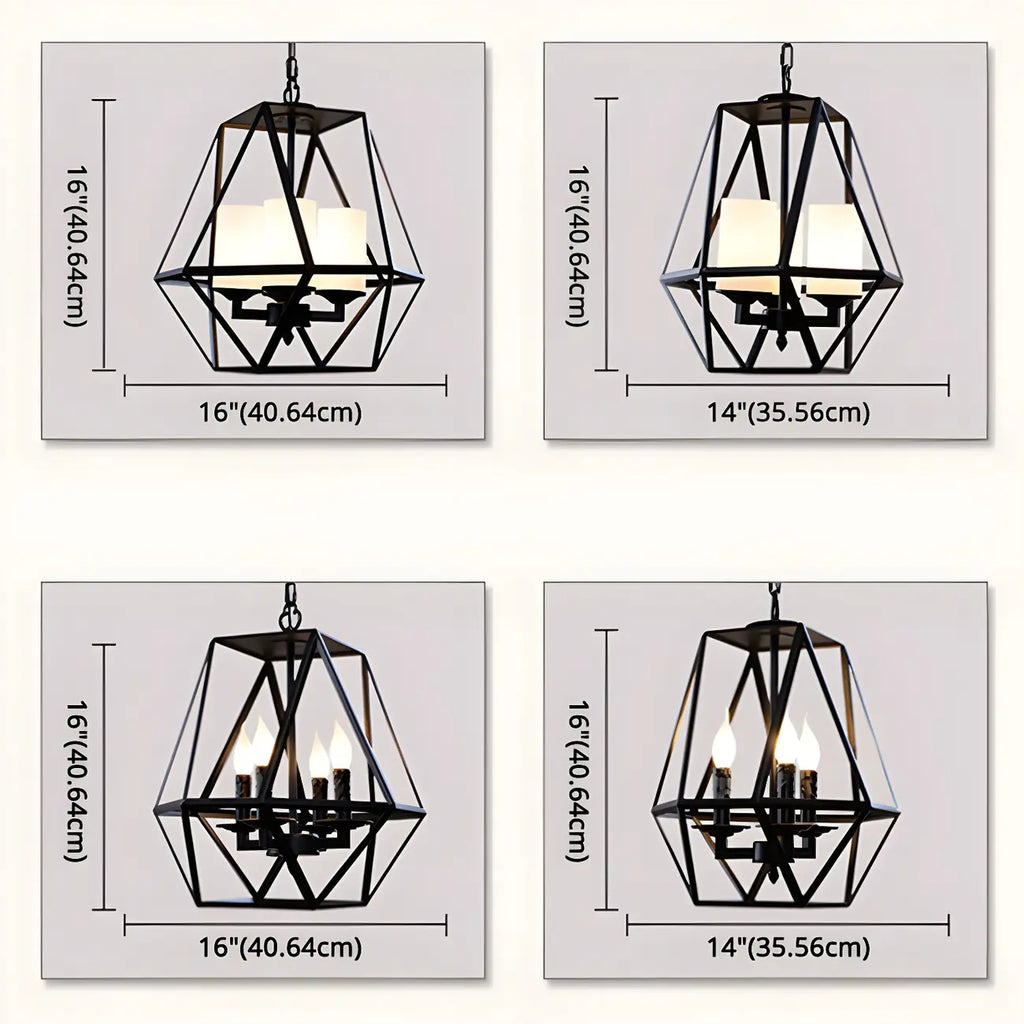 Black Geometric Iron Frame Modern Chandelier