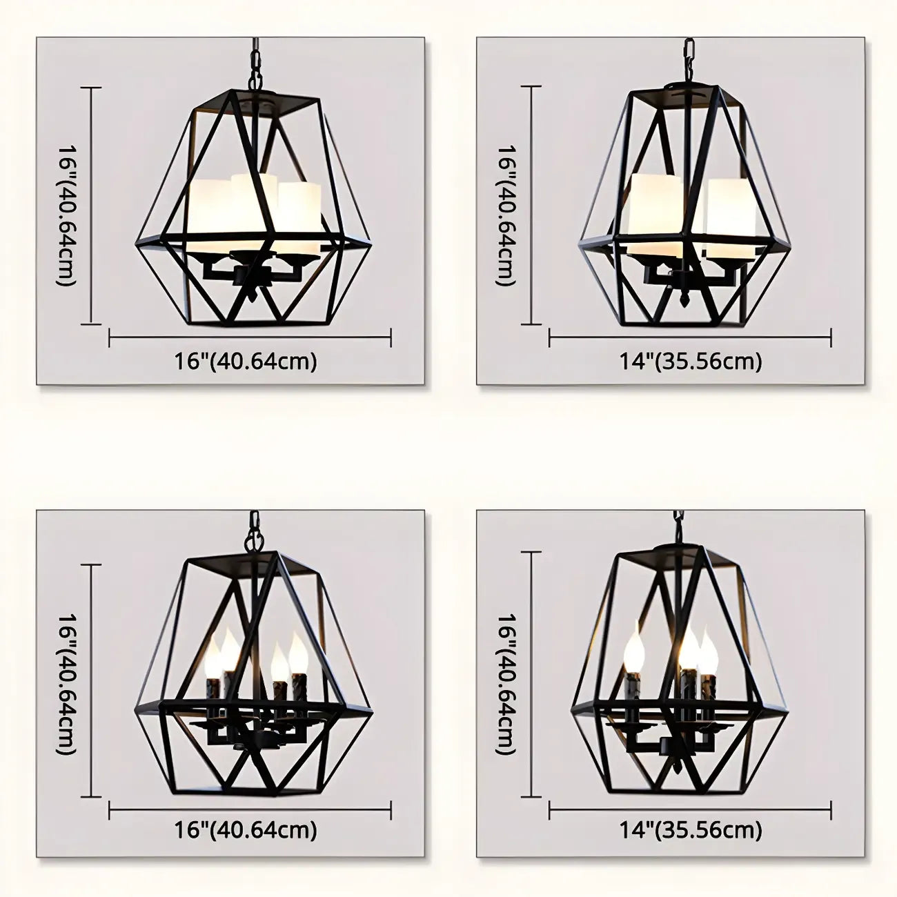 Black Geometric Iron Frame Modern Chandelier