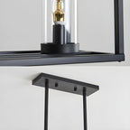 5-Light Industrial Black Glass Island Pendant Light for Kitchen