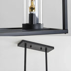 5-Light Industrial Black Glass Island Pendant Light for Kitchen