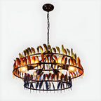 Art Deco 2-Tier Feather Hoop Chandelier with Adjustable Chain
