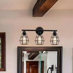 3-Light Industrial Metal Cage LED Vanity Light