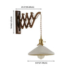 Vintage Brown Wood Retractable Swing Arm Wall Light