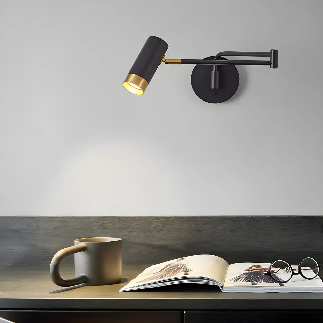 Modern Metal White Black Adjustable Swing Arm Wall Light
