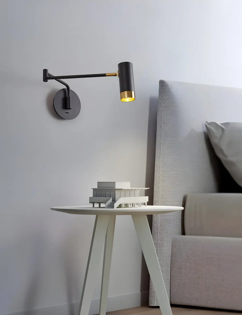 Modern Metal White Black Adjustable Swing Arm Wall Light