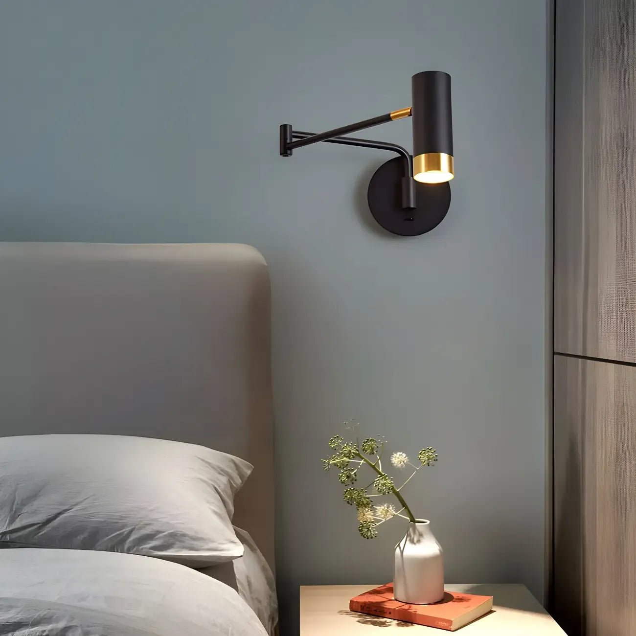 Modern Metal White Black Adjustable Swing Arm Wall Light