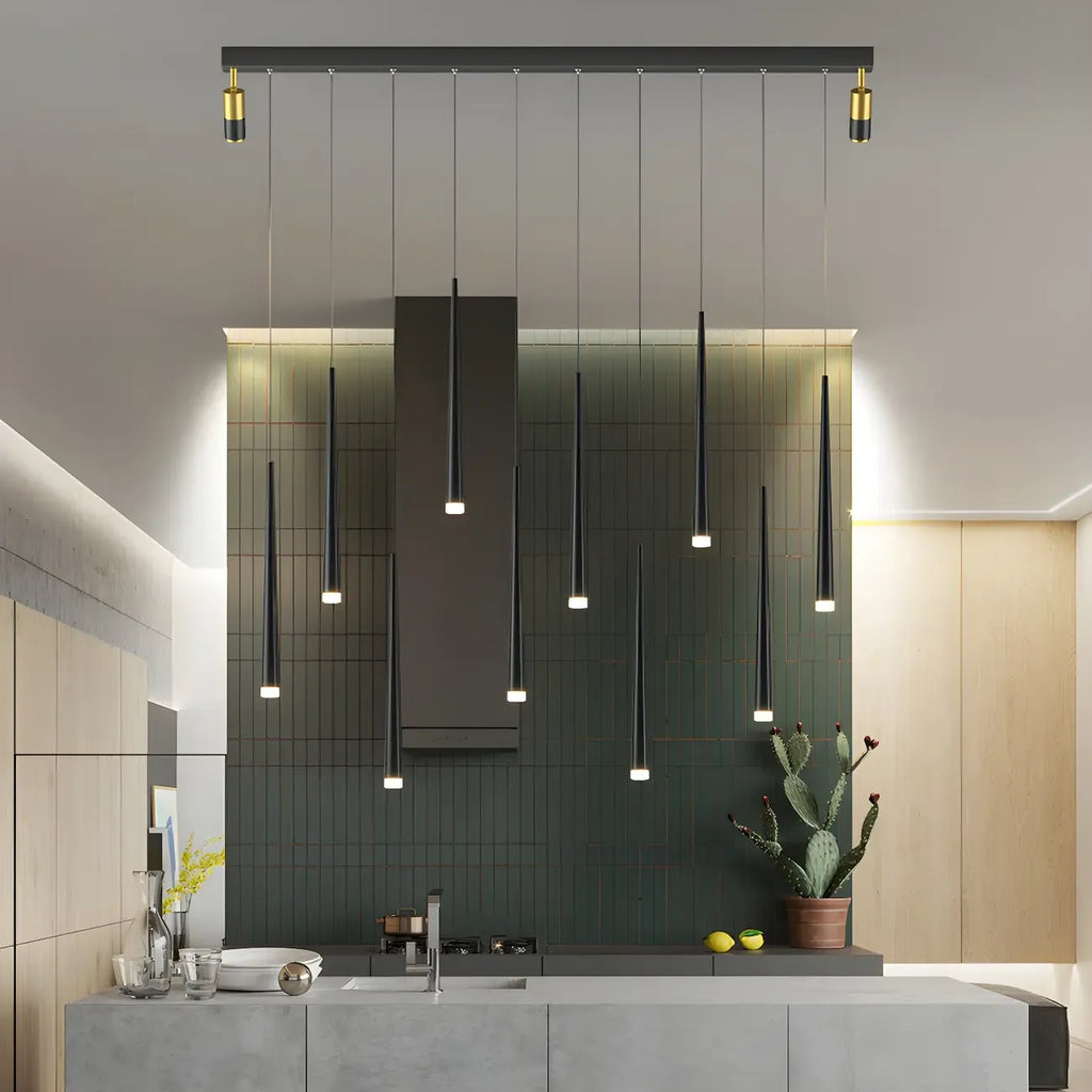 Modern Adjustable LED Black Island Pendant Light for Kitchen