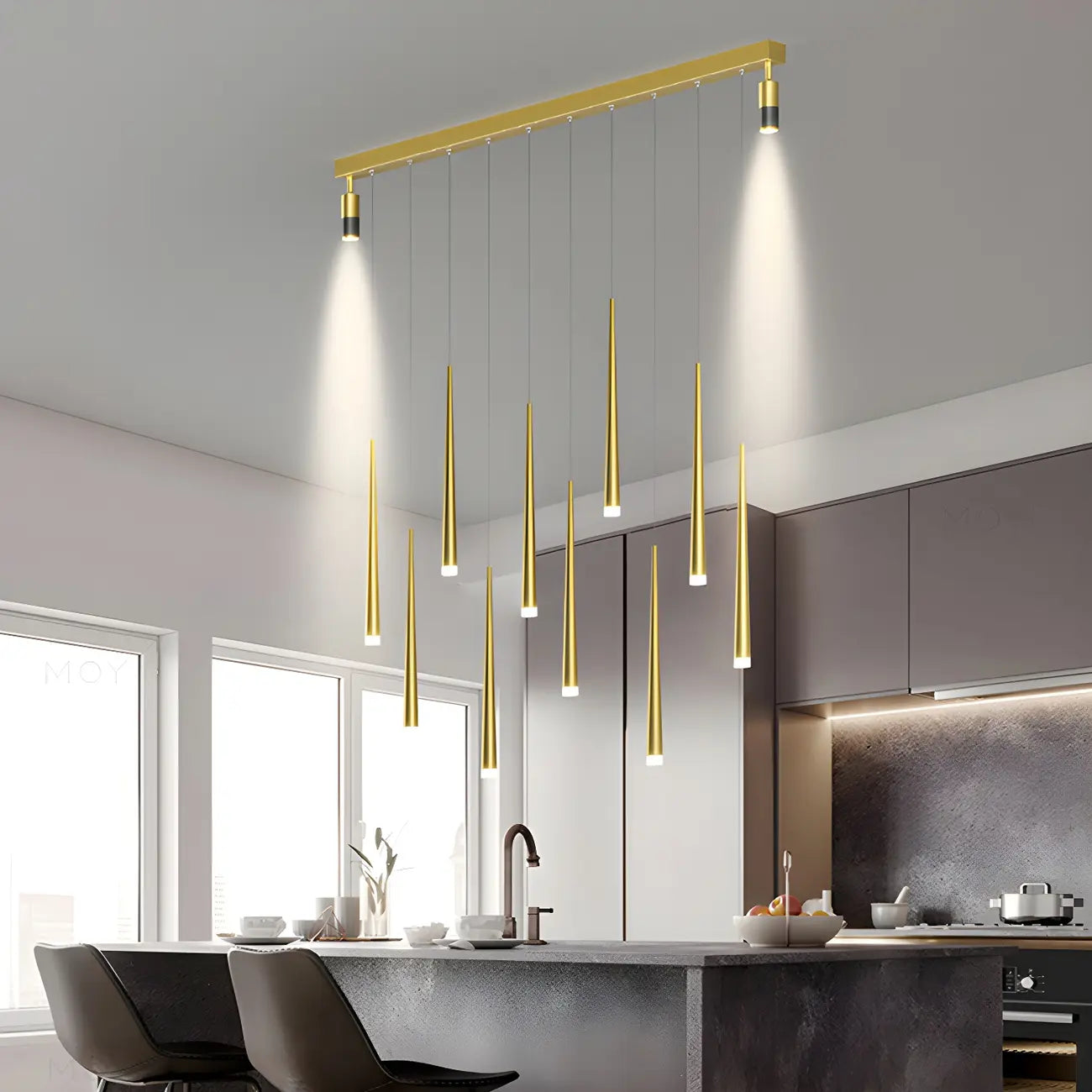 Modern Adjustable LED Black Island Pendant Light for Kitchen