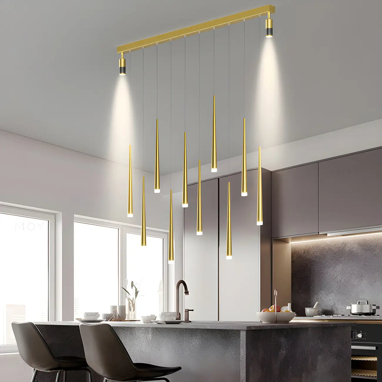 Modern Adjustable LED Black Island Pendant Light for Kitchen