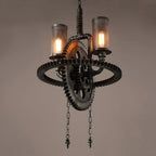Black Metal Gear Industrial Steampunk Chandelier