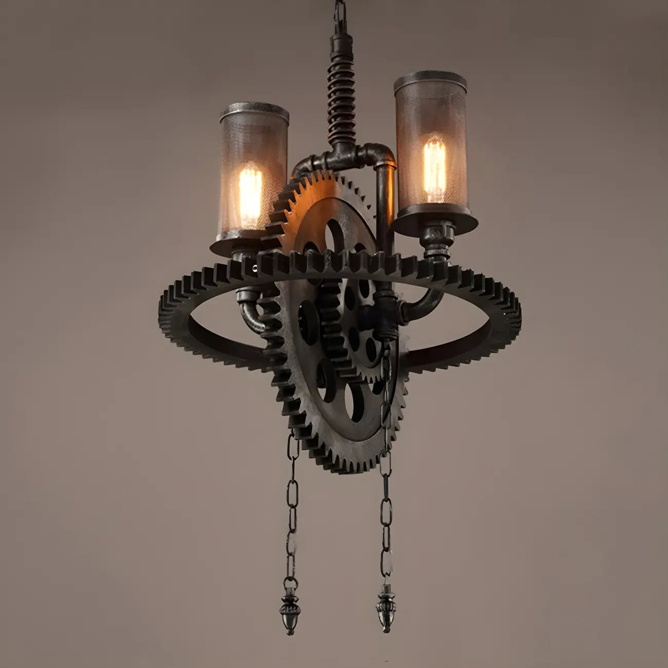 Black Metal Gear Industrial Steampunk Chandelier