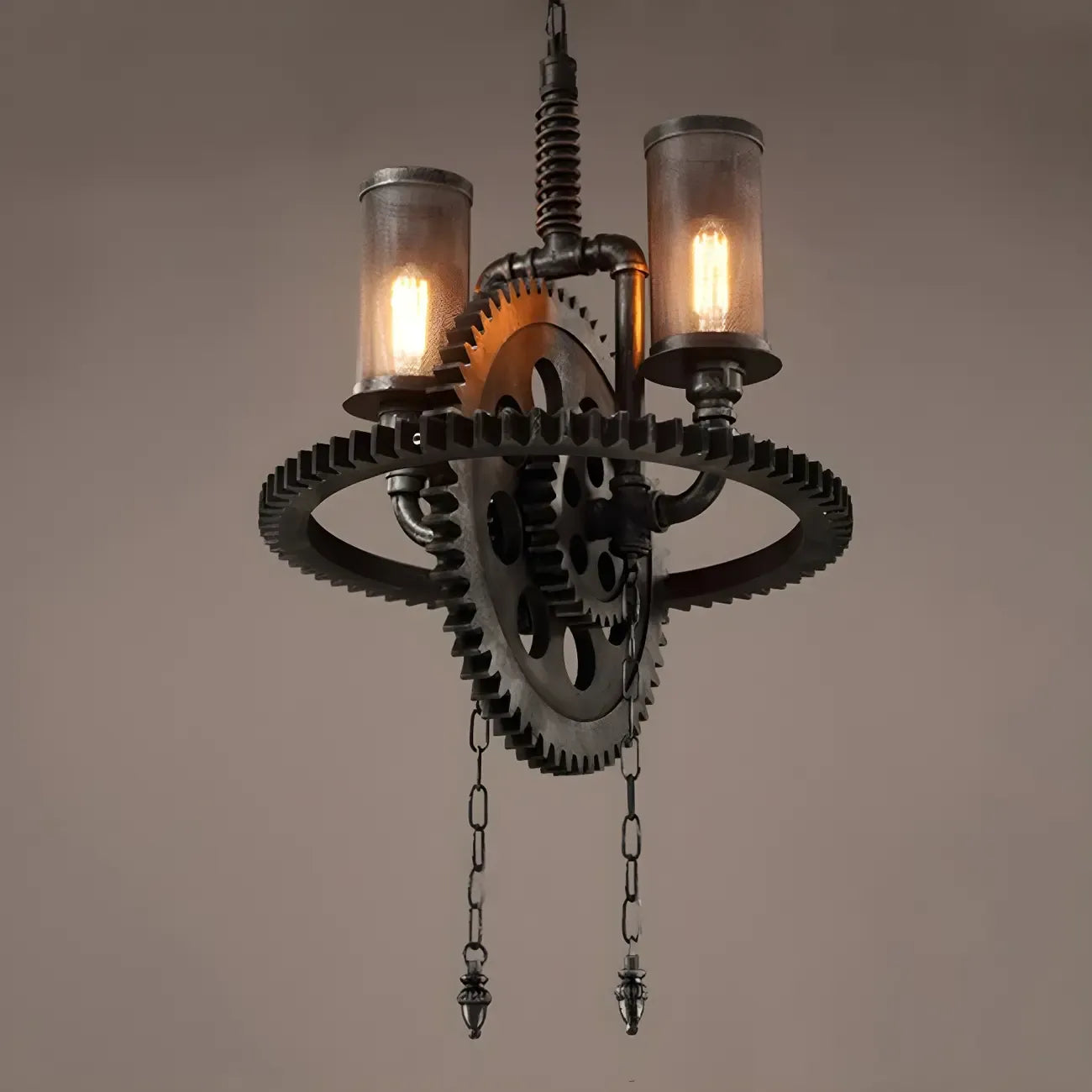 Black Metal Gear Industrial Steampunk Chandelier