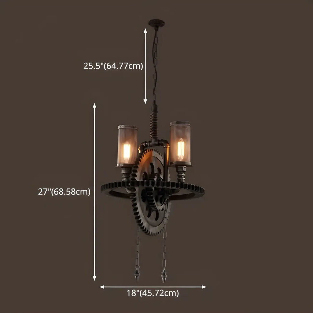 Black Metal Gear Industrial Steampunk Chandelier
