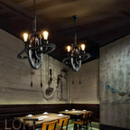Black Metal Gear Industrial Steampunk Chandelier