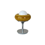 Yellow Egg Tart Globe Glass Silver Table Lamp
