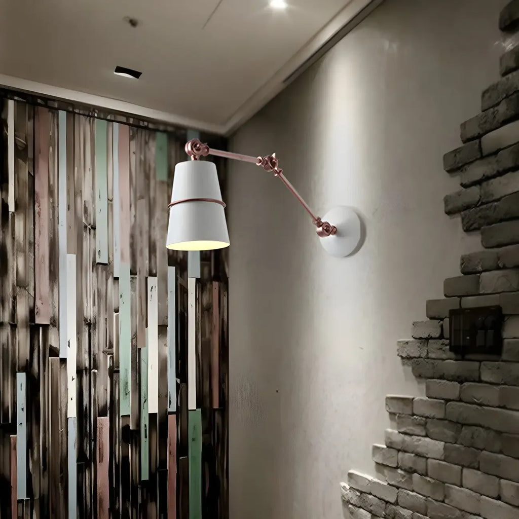 Metal Conical Black and Brass Swing Arm Wall Light