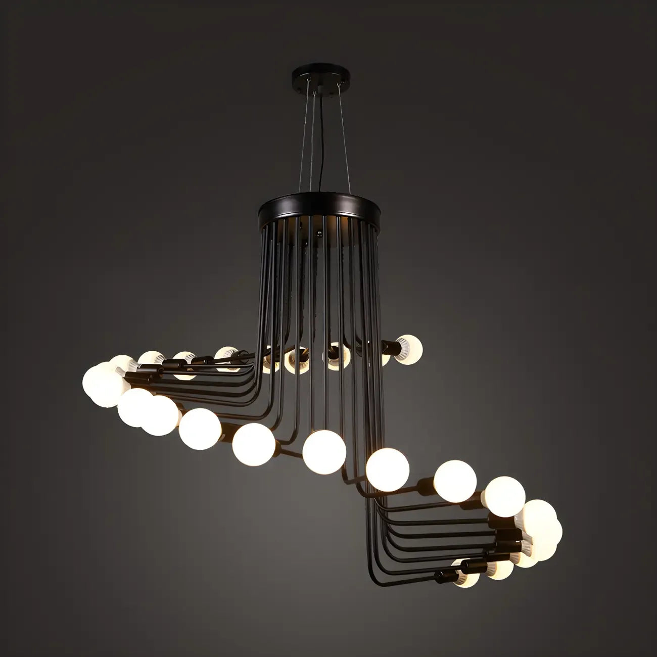 Black Modern Glass Linear Chandelier Light
