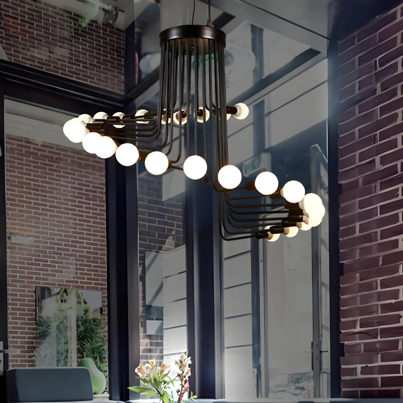 Black Modern Glass Linear Chandelier Light