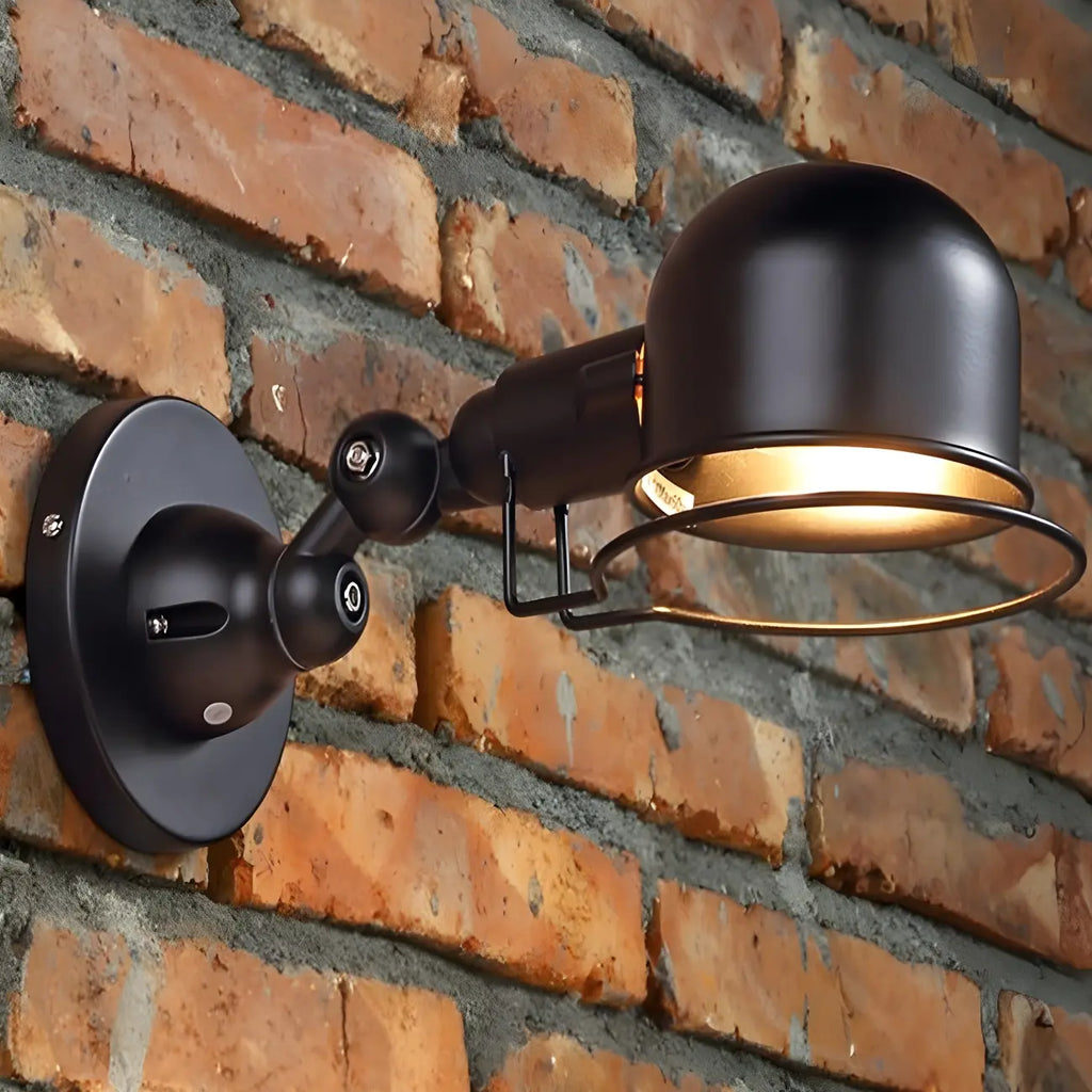 Industrial Black Dome 12“ Adjustable Arm Wall Sconce