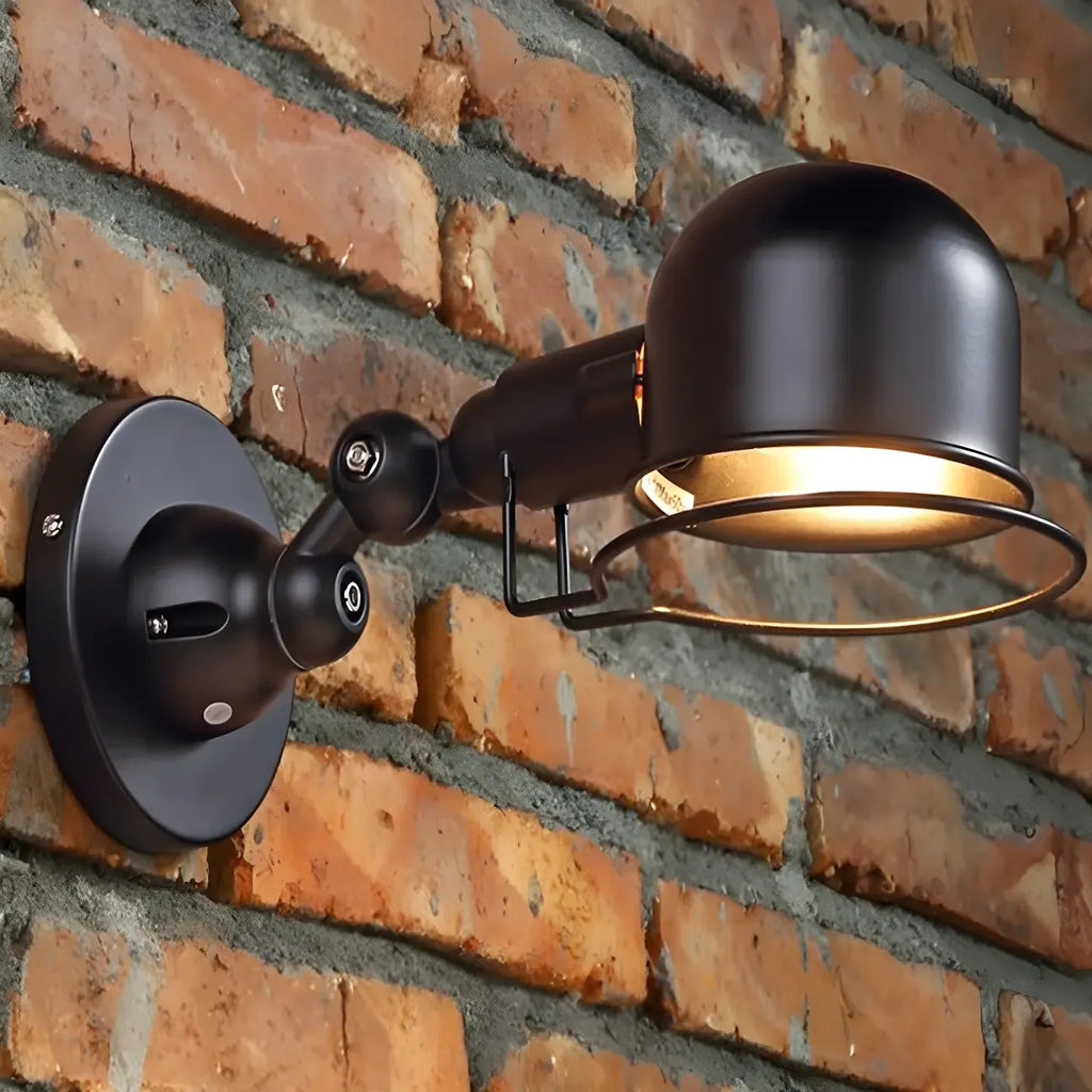 Industrial Black Dome 12“ Adjustable Arm Wall Sconce