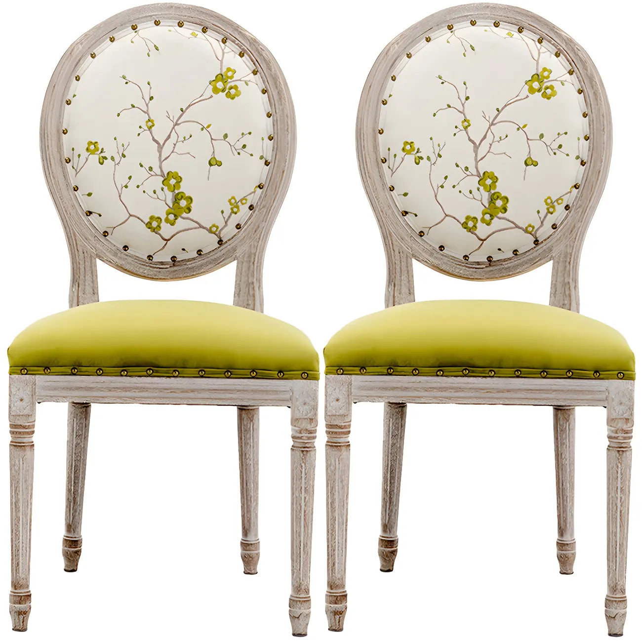 Upholstered King Louis Back Light Wood Dining Chair