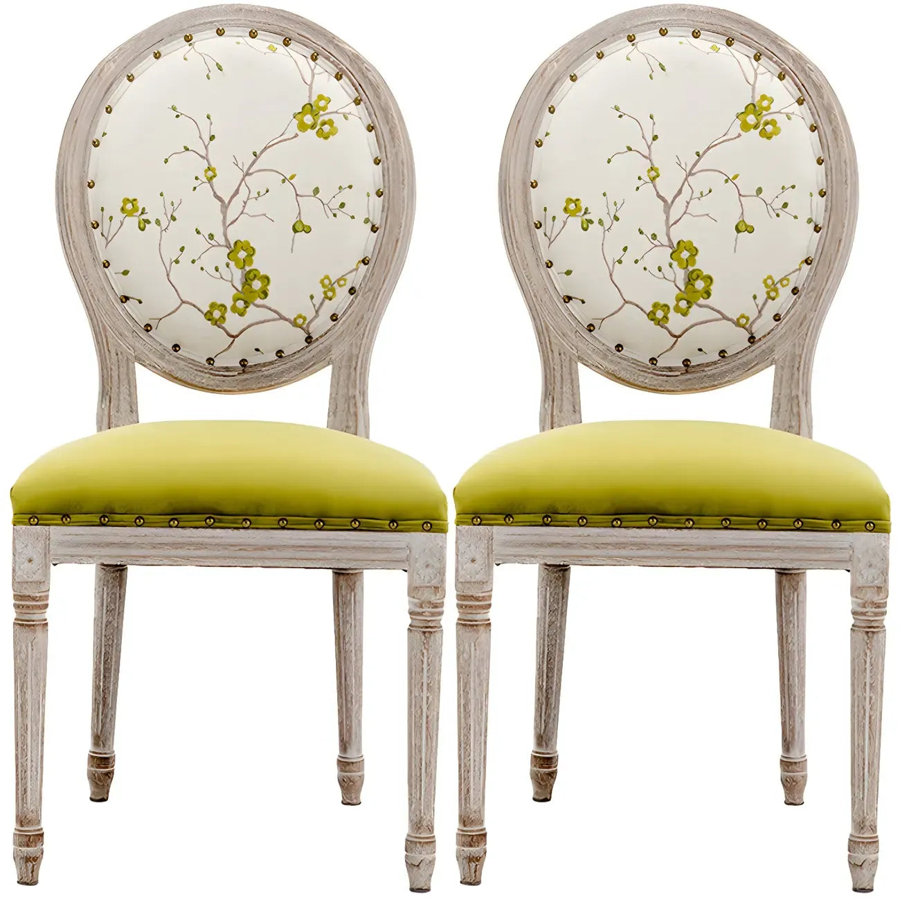 Upholstered King Louis Back Light Wood Dining Chair