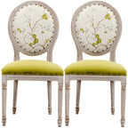 Upholstered King Louis Back Light Wood Dining Chair