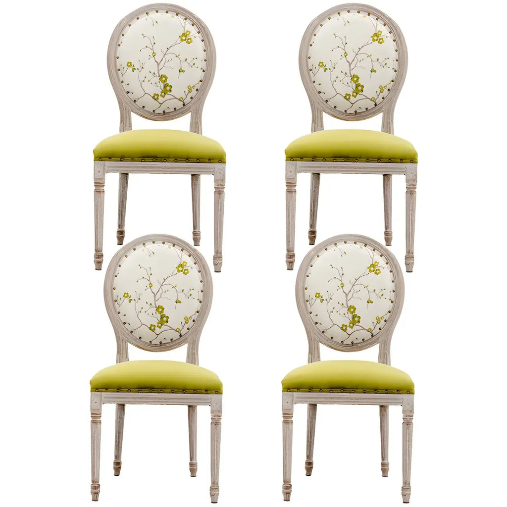 Upholstered King Louis Back Light Wood Dining Chair