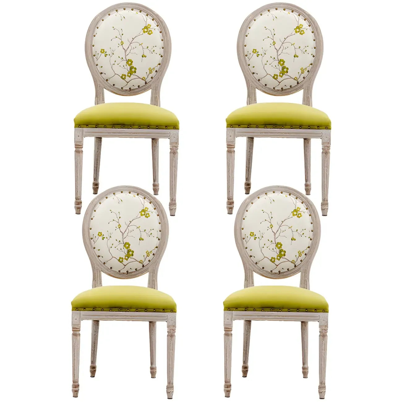 Upholstered King Louis Back Light Wood Dining Chair