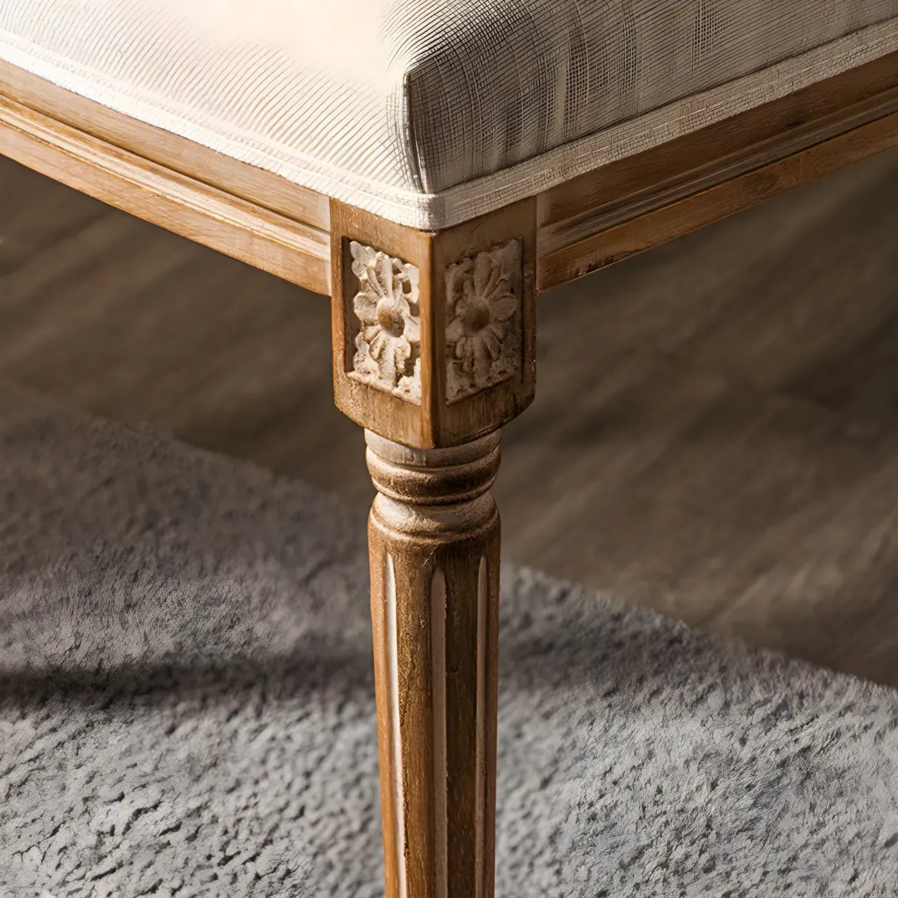 Upholstered King Louis Back Light Wood Dining Chair