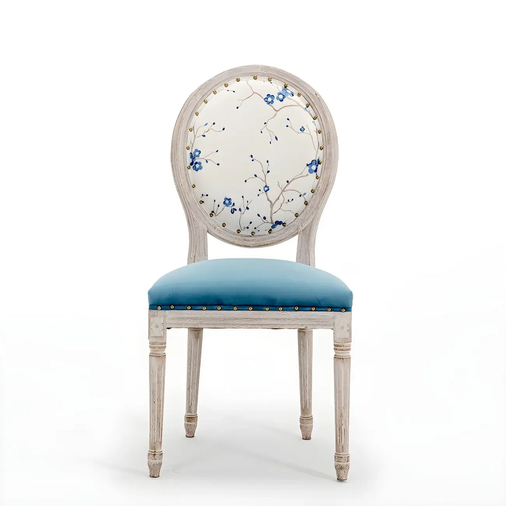 Upholstered King Louis Back Light Wood Dining Chair