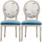 Upholstered King Louis Back Light Wood Dining Chair