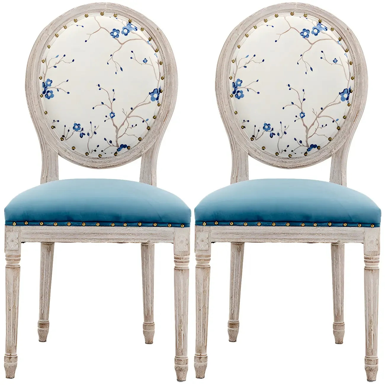 Upholstered King Louis Back Light Wood Dining Chair