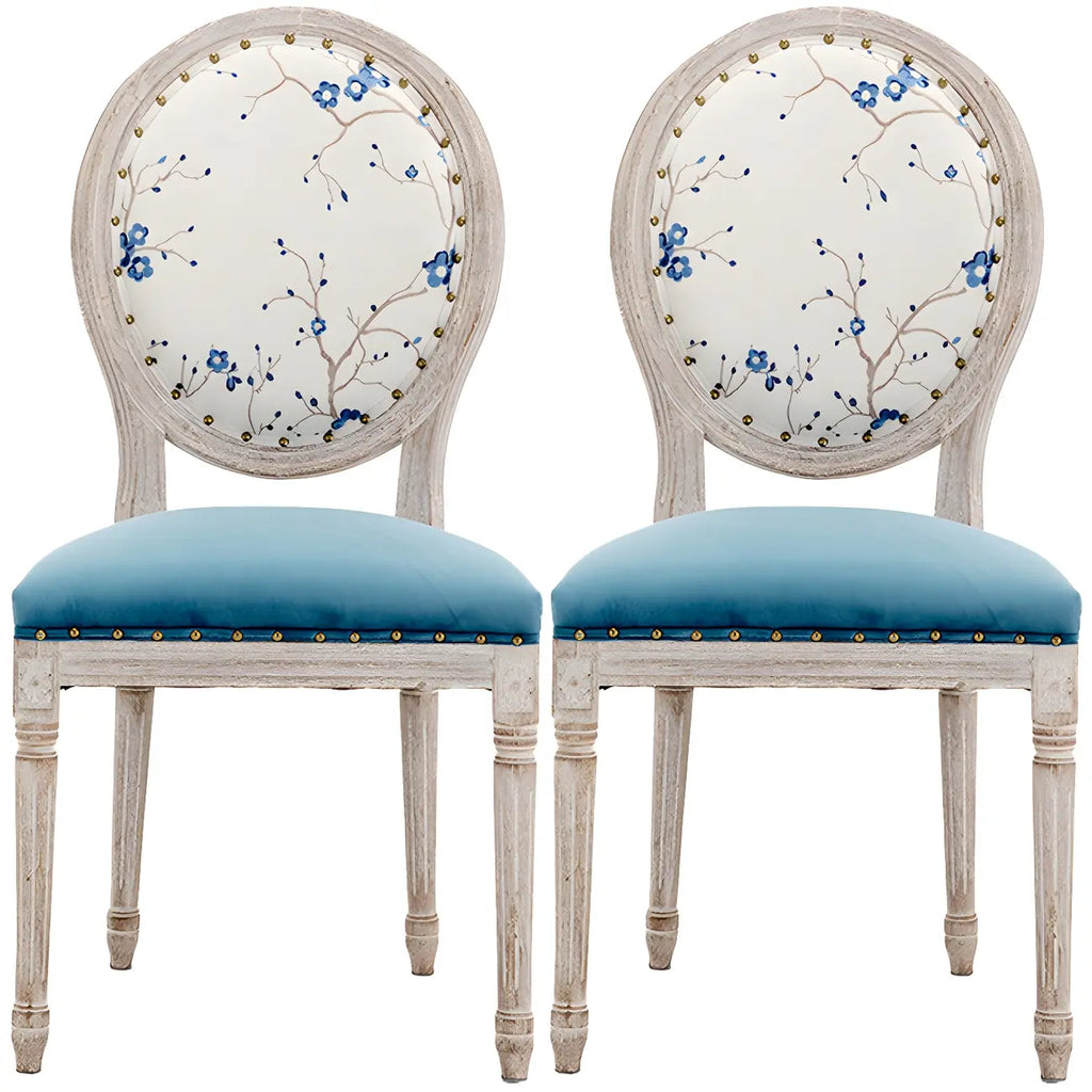 Upholstered King Louis Back Light Wood Dining Chair