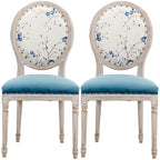 Upholstered King Louis Back Light Wood Dining Chair