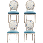 Upholstered King Louis Back Light Wood Dining Chair