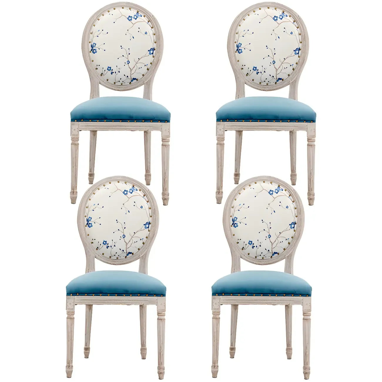 Upholstered King Louis Back Light Wood Dining Chair