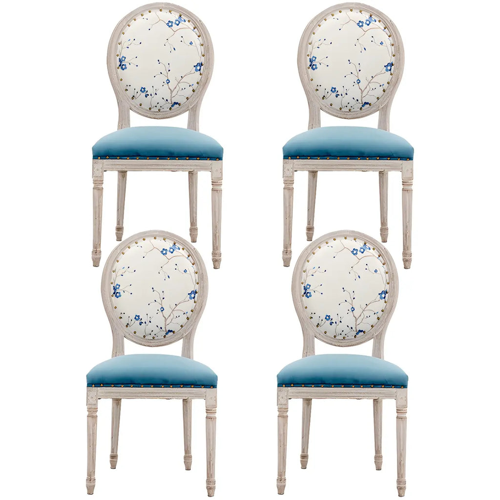 Upholstered King Louis Back Light Wood Dining Chair