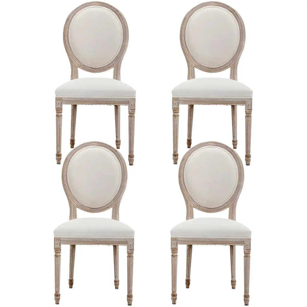 Upholstered King Louis Back Light Wood Dining Chair