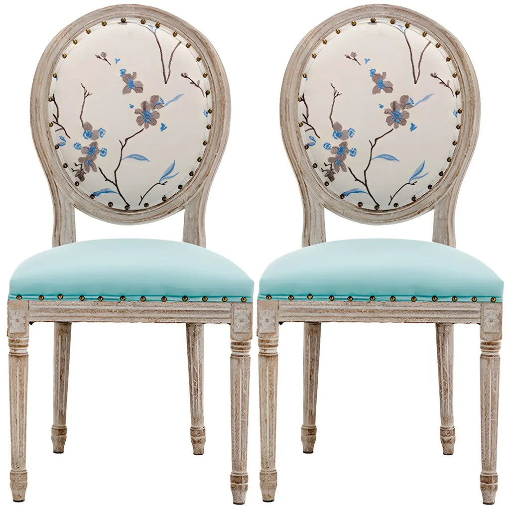 Upholstered King Louis Back Light Wood Dining Chair