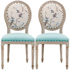 Upholstered King Louis Back Light Wood Dining Chair