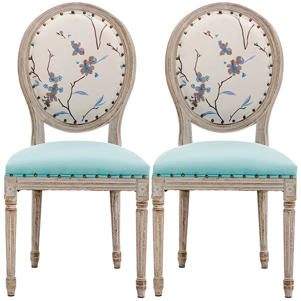 Upholstered King Louis Back Light Wood Dining Chair
