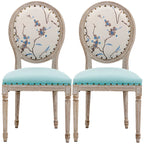Upholstered King Louis Back Light Wood Dining Chair
