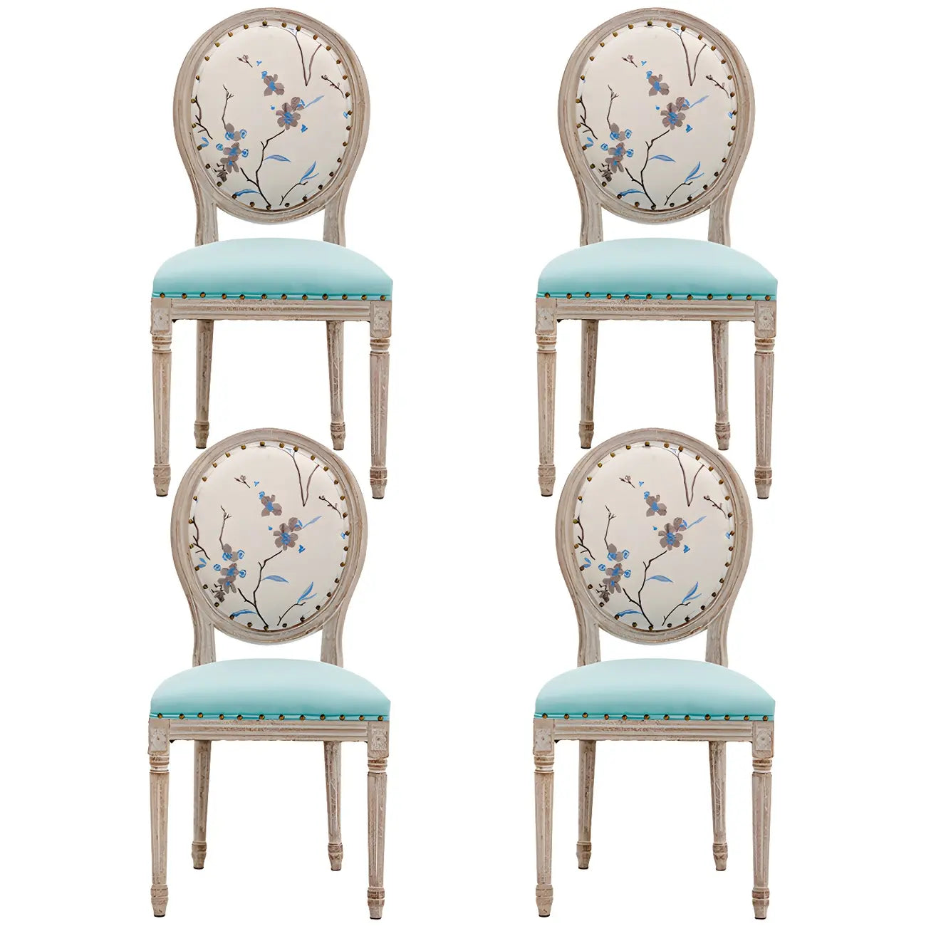 Upholstered King Louis Back Light Wood Dining Chair