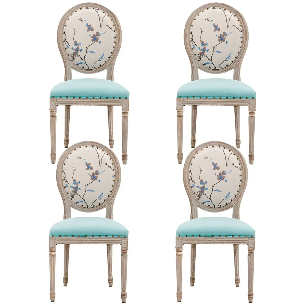 Upholstered King Louis Back Light Wood Dining Chair