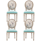Upholstered King Louis Back Light Wood Dining Chair